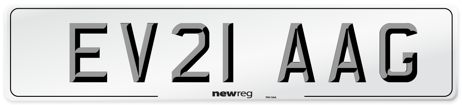 EV21 AAG Number Plate from New Reg